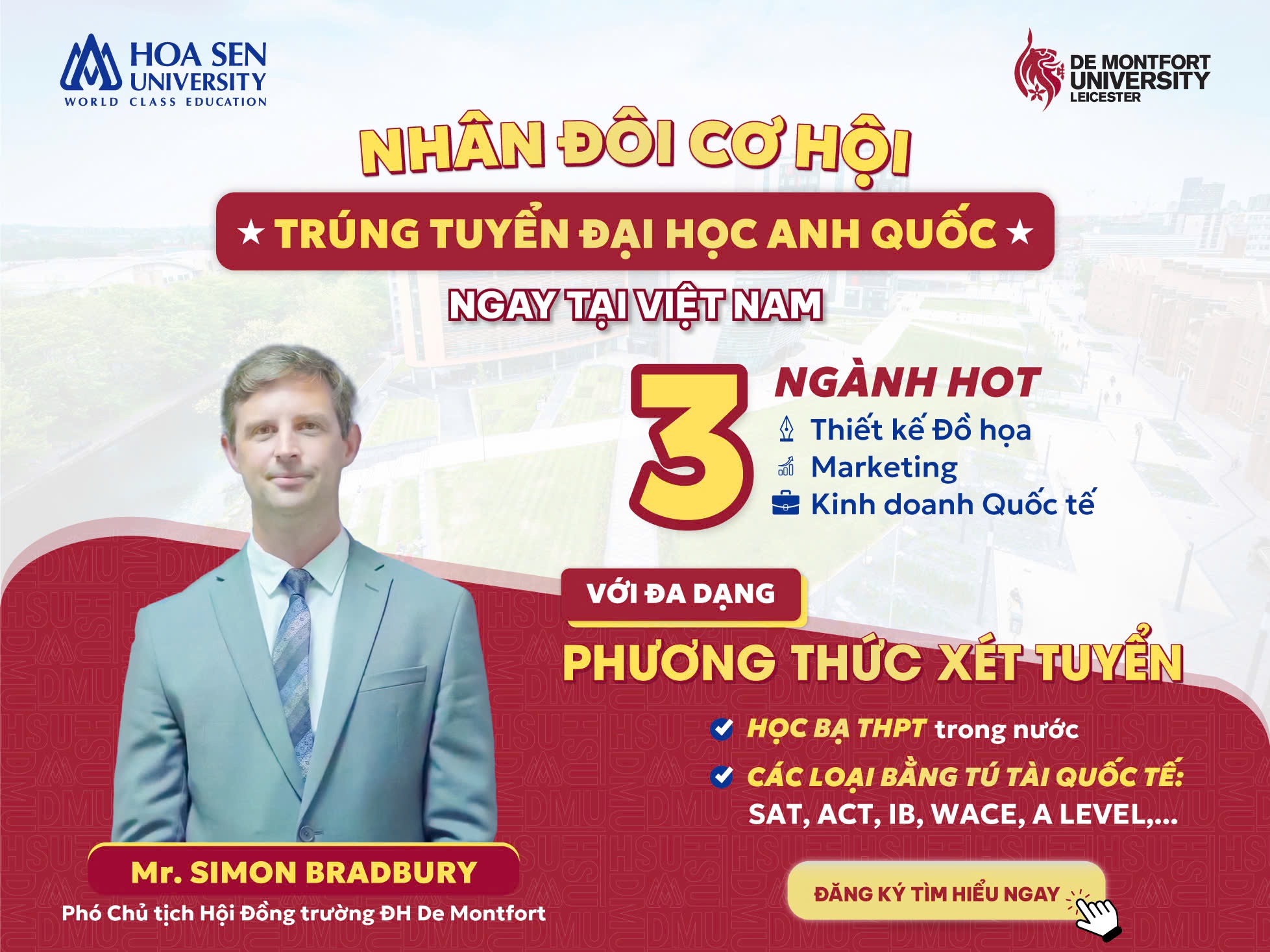 Cơ Hội Vào Đại Học Không Cần Lo Điểm Chuẩn, Marketing, Kinh doanh Quốc tế, Thiết kế Đồ họa